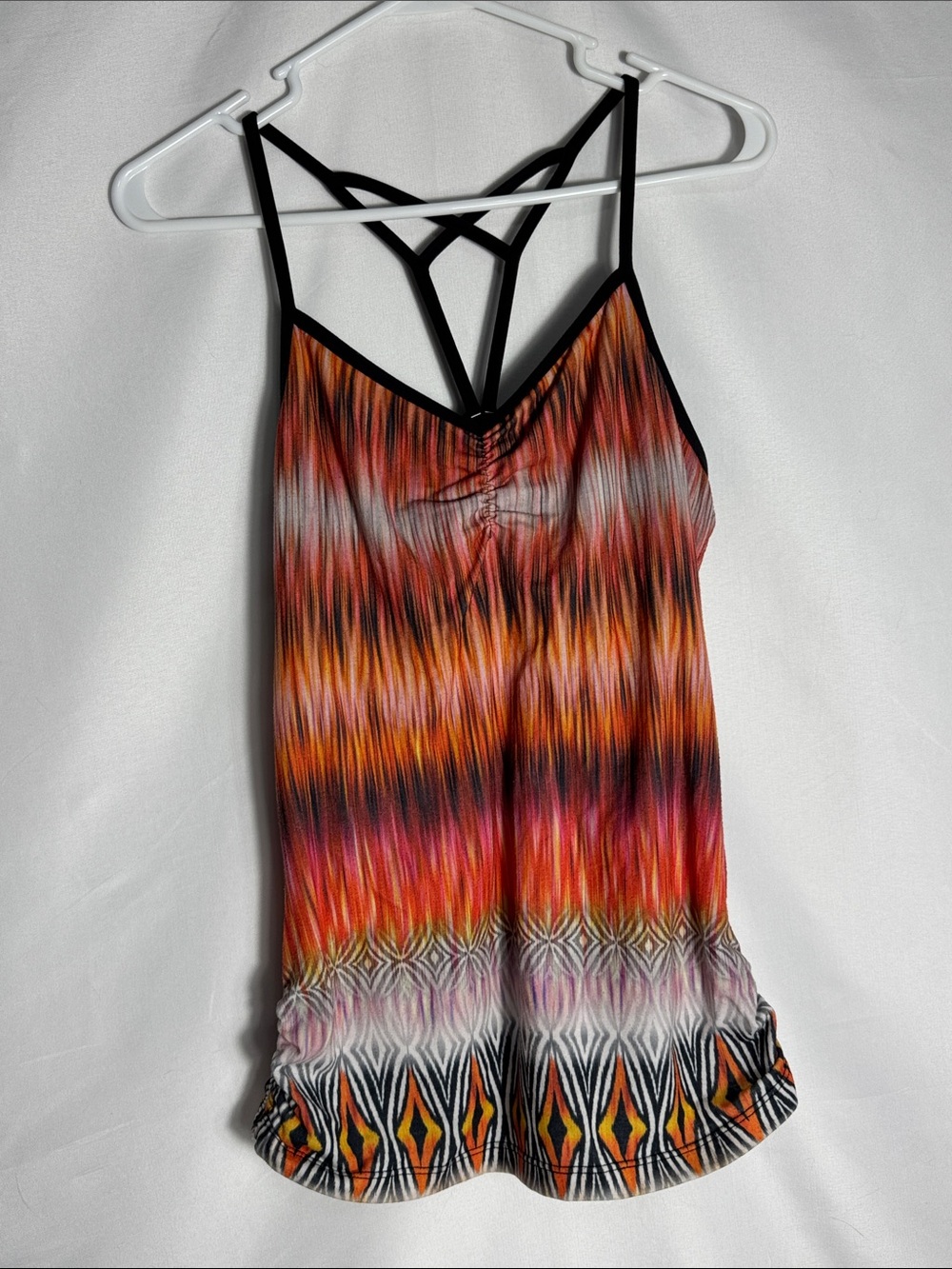 prAna Marley Tank Top Size Large Viola Geometric Print Built-In Shelf Bra